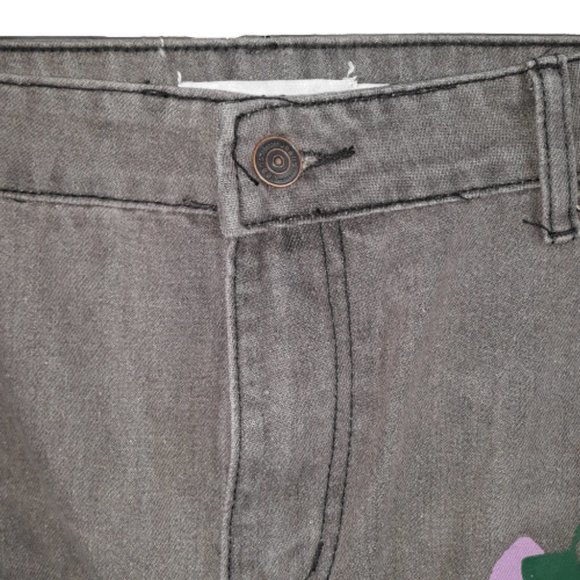 MISSLOOK WOMEN'S FLORAL PAINTED DISTRESSED BOYFRIEND FIT BLOWN JEANS SIZE XL - Picture 5 of 12